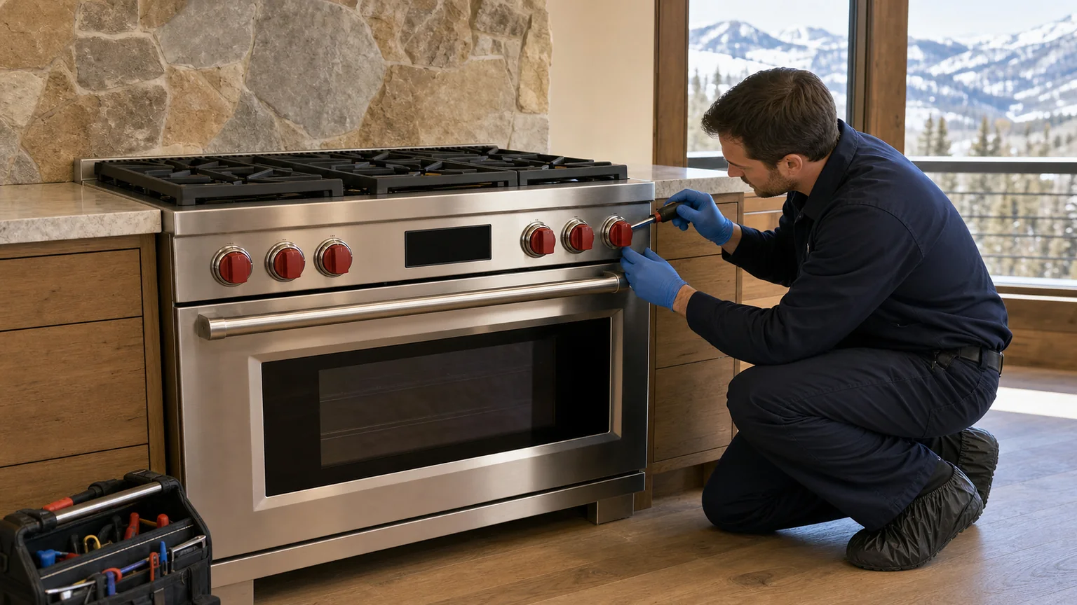 Premium kitchen range prepared for a professional diagnostic visit