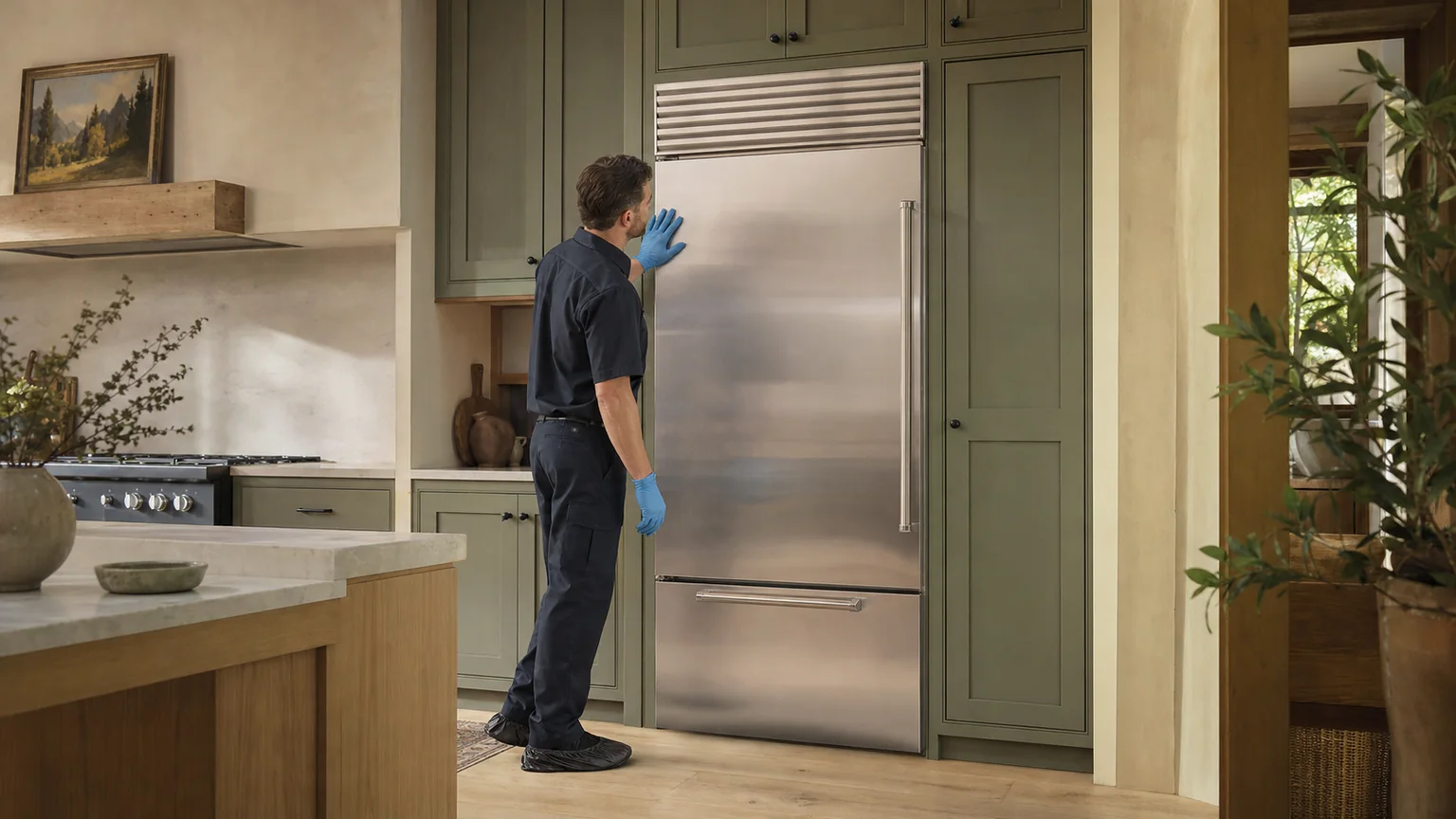 Built-in refrigerator prepared for a professional diagnostic visit