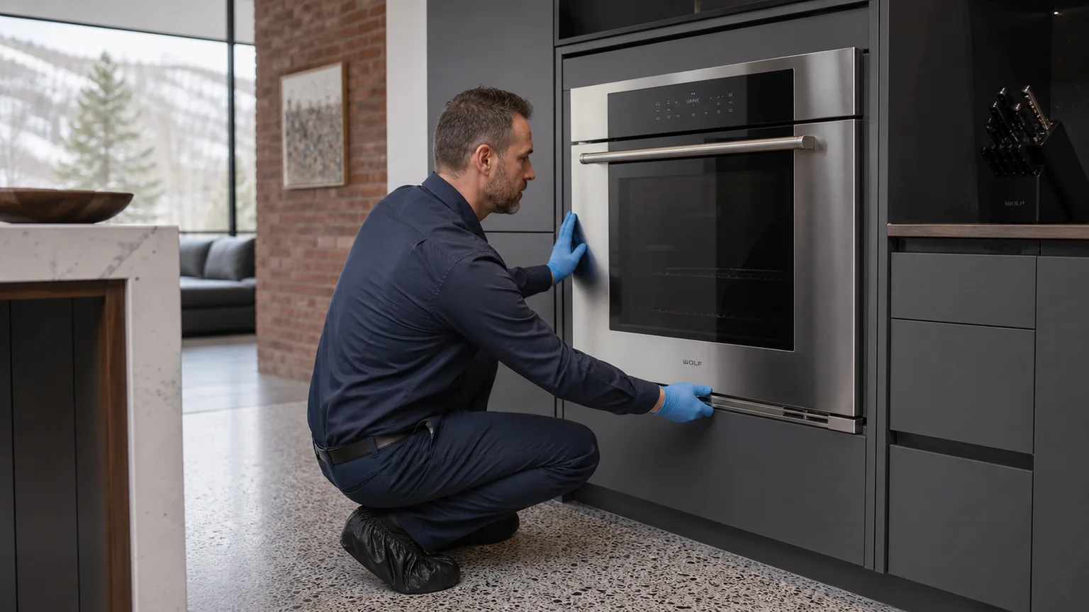 Built-in wall oven prepared for a professional diagnostic visit